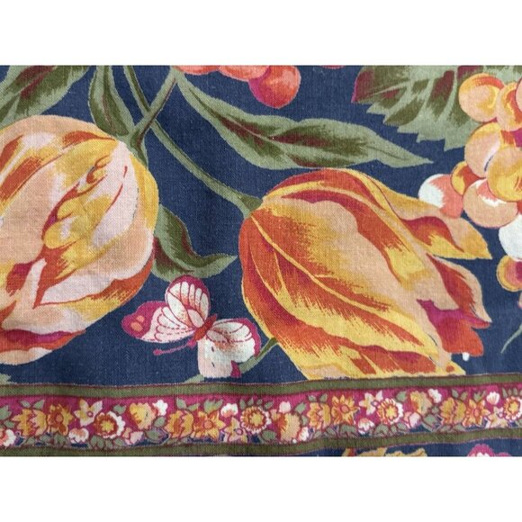 April Cornell Plaid Floral Tulips SMALL Square COTTON Table Cloth 33x30" - Picture 9 of 9